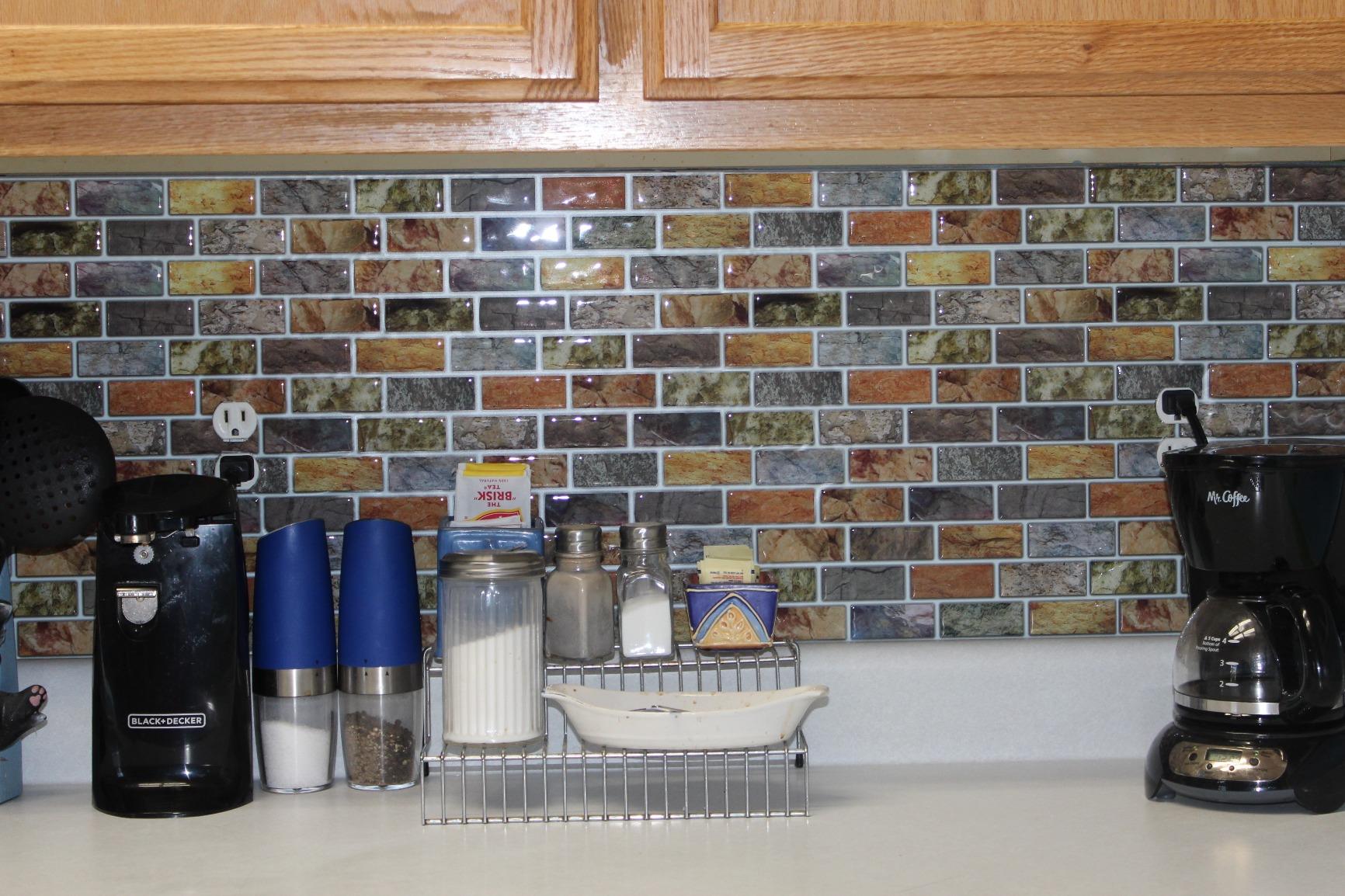 Art3d Peel and Stick Tile Backsplash for Kitchen Wall Metal Mosaic Faux  Stone Backsplash , Self-adhesive Mosaic Aluminium Tile5 Tiles 