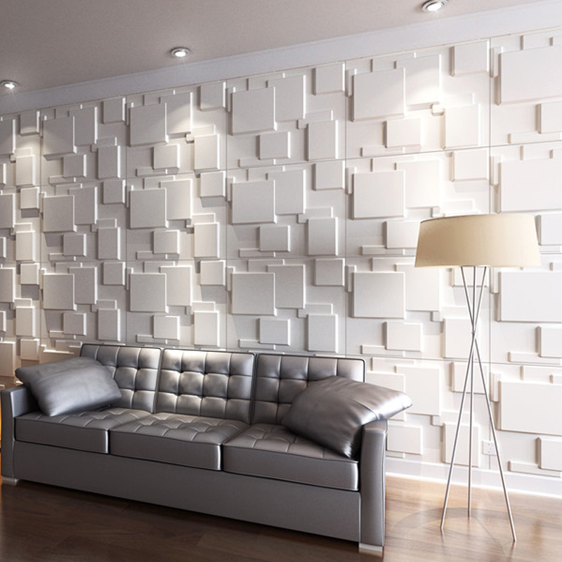 Art3d 3D Wall Panels PVC Textured 3D Wall Covering for Interior Wall Decor  12 Tiles 32 Sq Ft(White) 