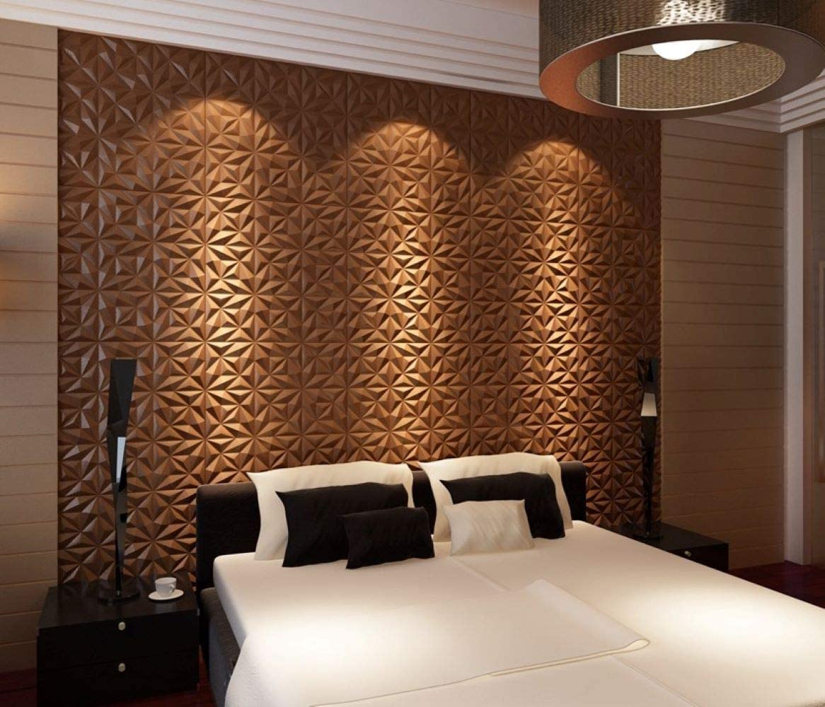 Art3d 23.6 in. x 23.6 in. Brown Decorative Wall Panels 6-Leather Wall Tiles Diamond Design