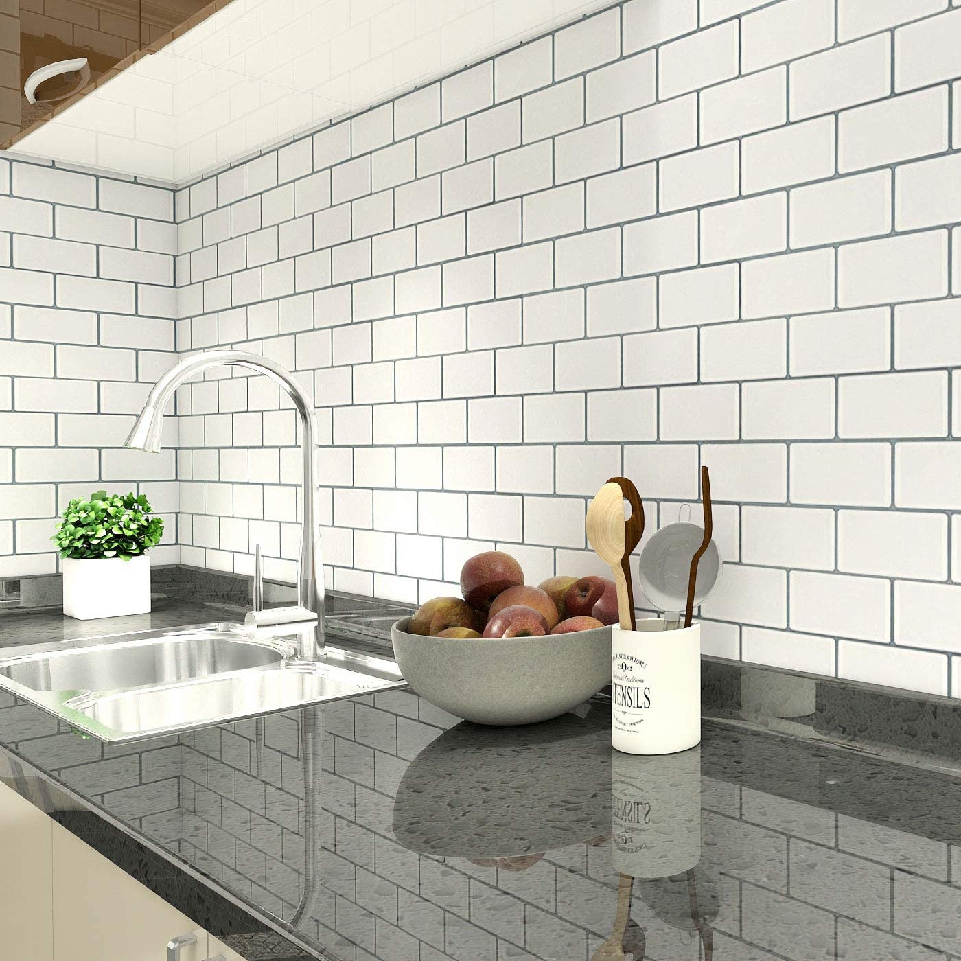 Art3d Marble Look Peel and Stick Subway Tile (Thicker Design) - White