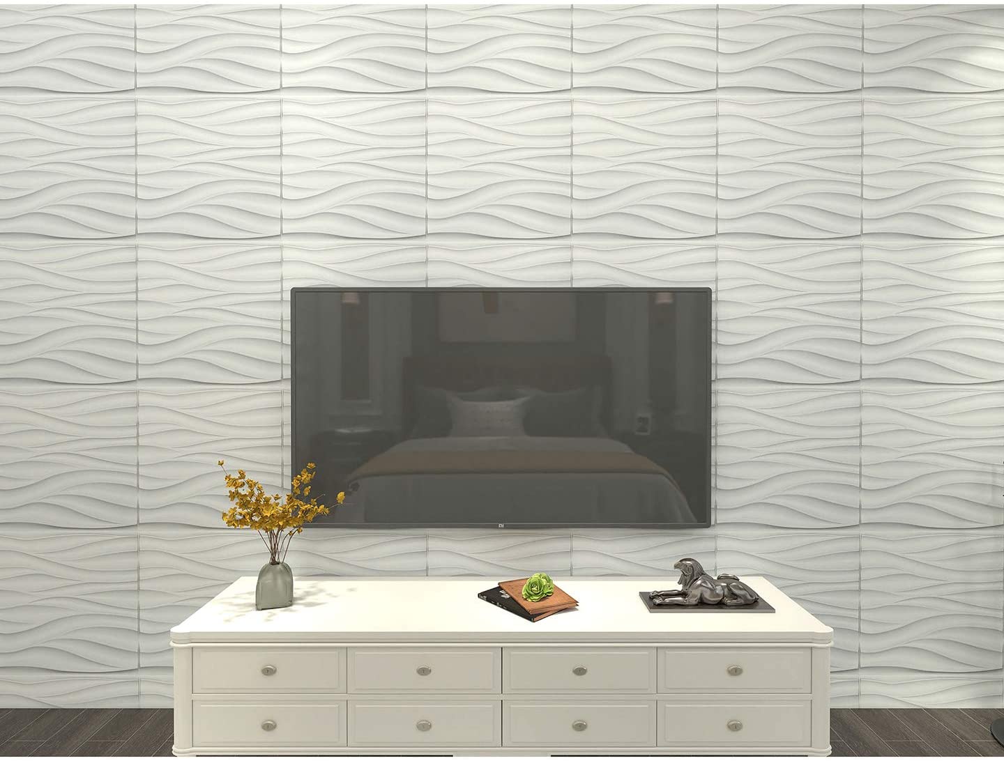 Pack of 12 Wave Pattern Wall Panels 3D Textured Wall Tiles 32.29 Sq.Ft ...