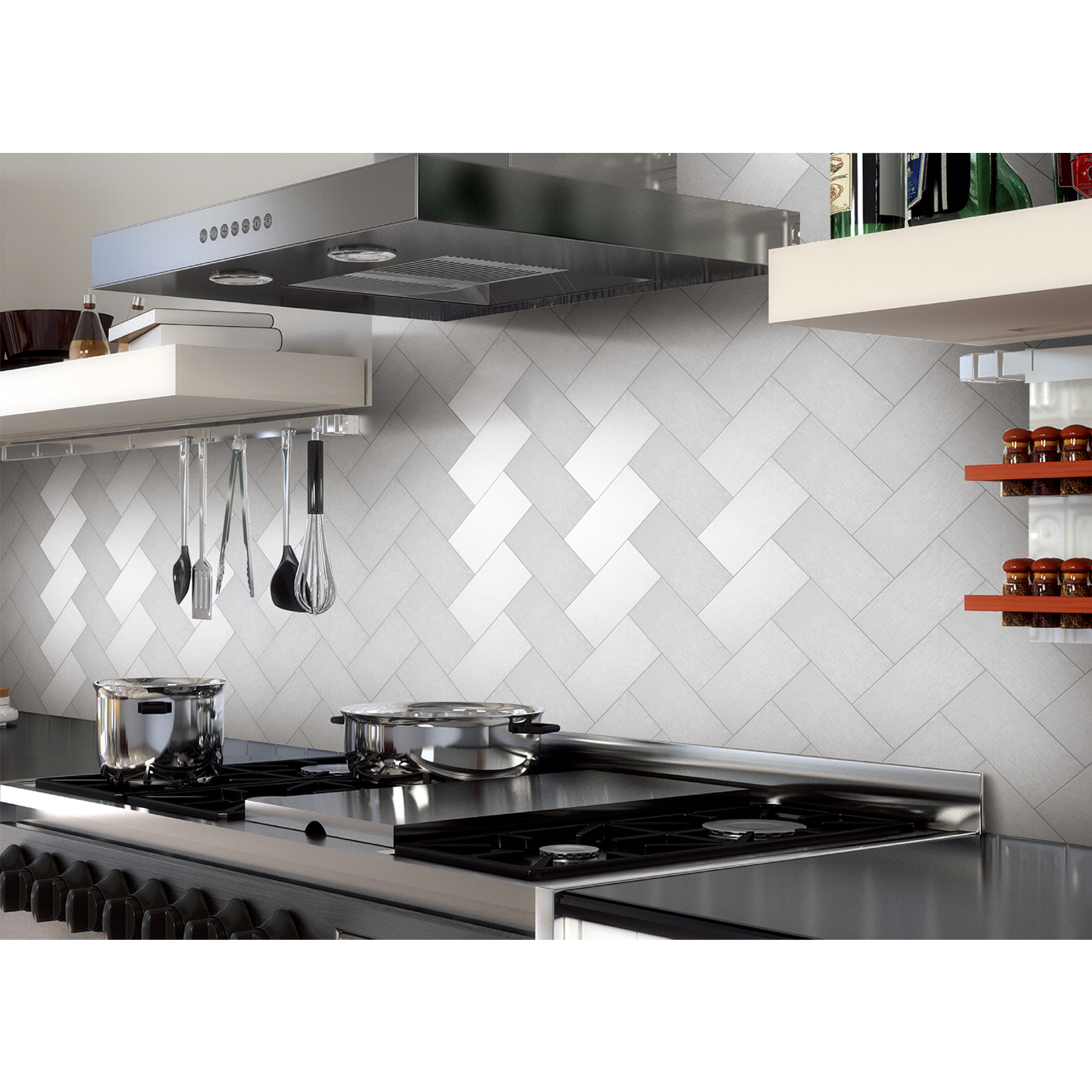 A16021 4 Peel And Stick Kitchen Backsplash Adhesive Metal Tiles For Wall 
