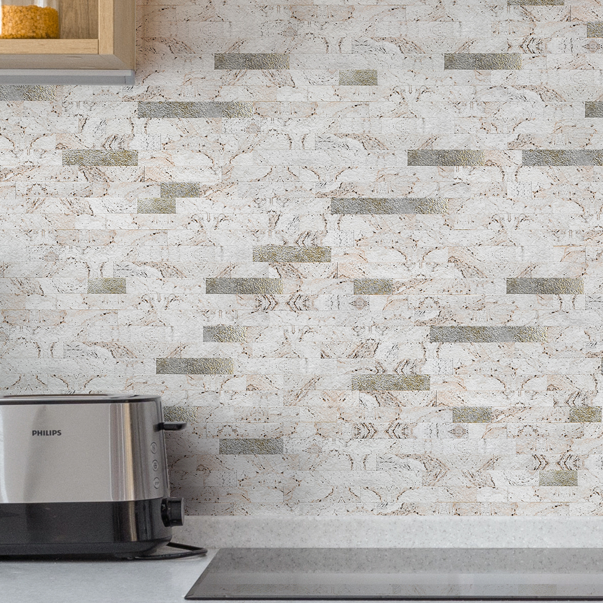 Art3d 10-Sheet PVC Peel and Stick Collage Tile for Kitchen  Backsplash,Bathroom - Dark Slat