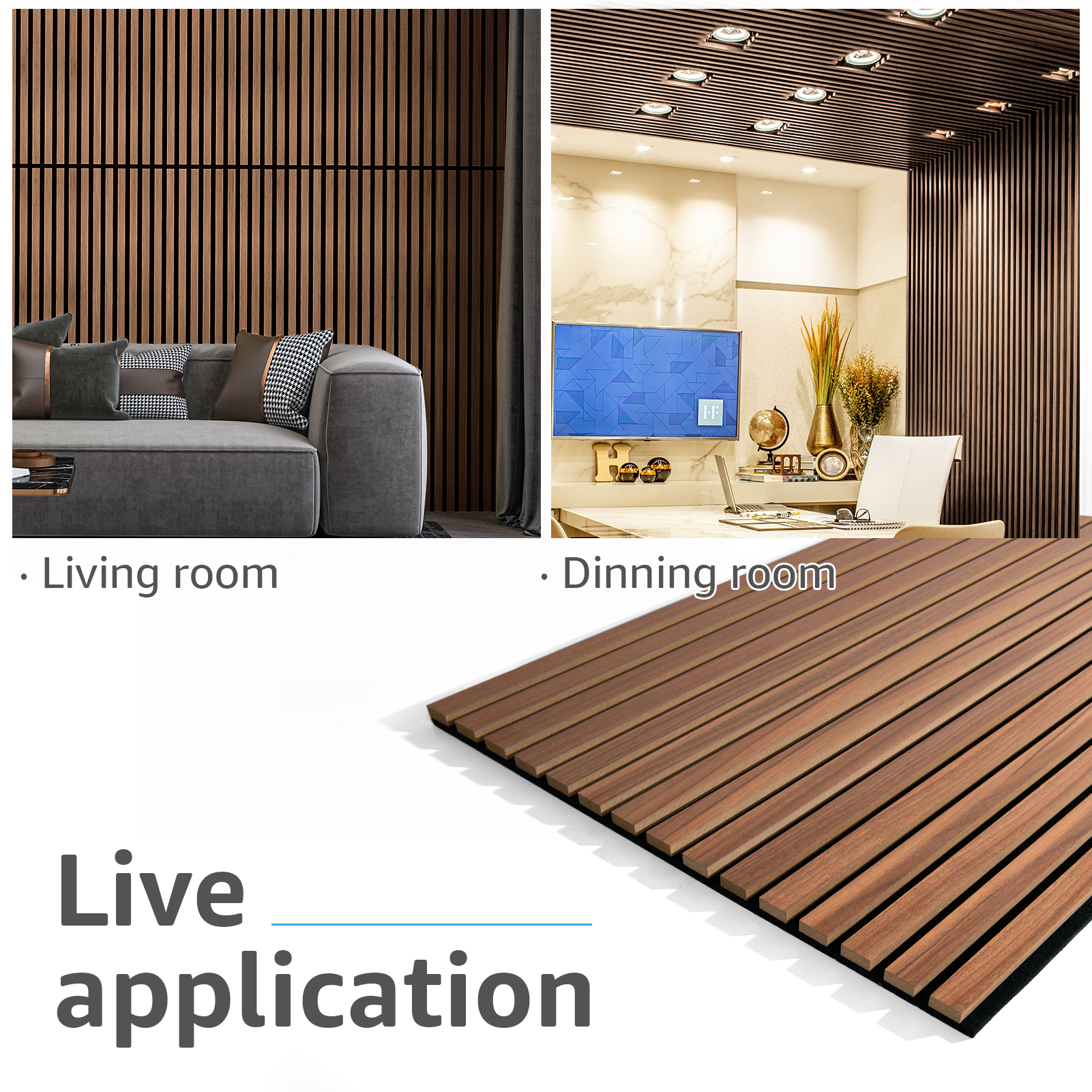 Art3d 4 Wood Slat Acoustic Panels for Wall and Ceiling - 3D Fluted Sound  Absorbing Panel with Wood Finish