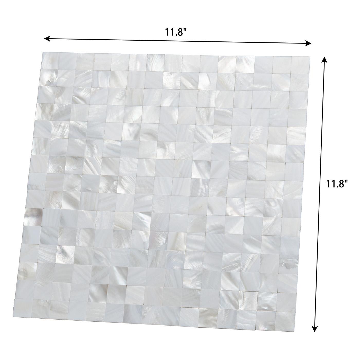 Peel and Stick Mother of Pearl Shell Mosaic Tile, 12