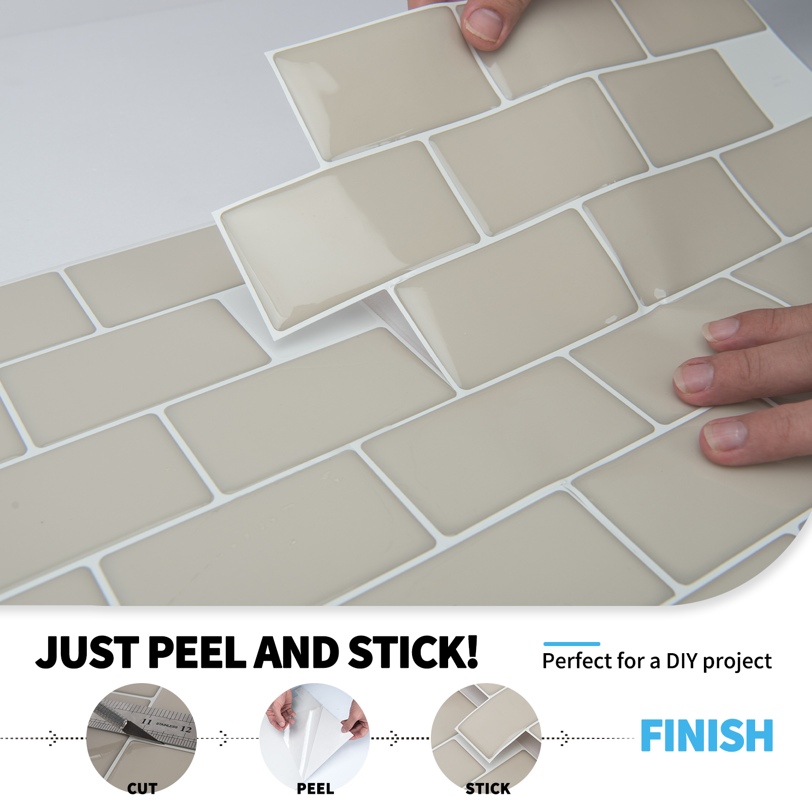 Art3d Kitchen Backsplash Tile Peel and Stick Subway Backsplash, 12x12