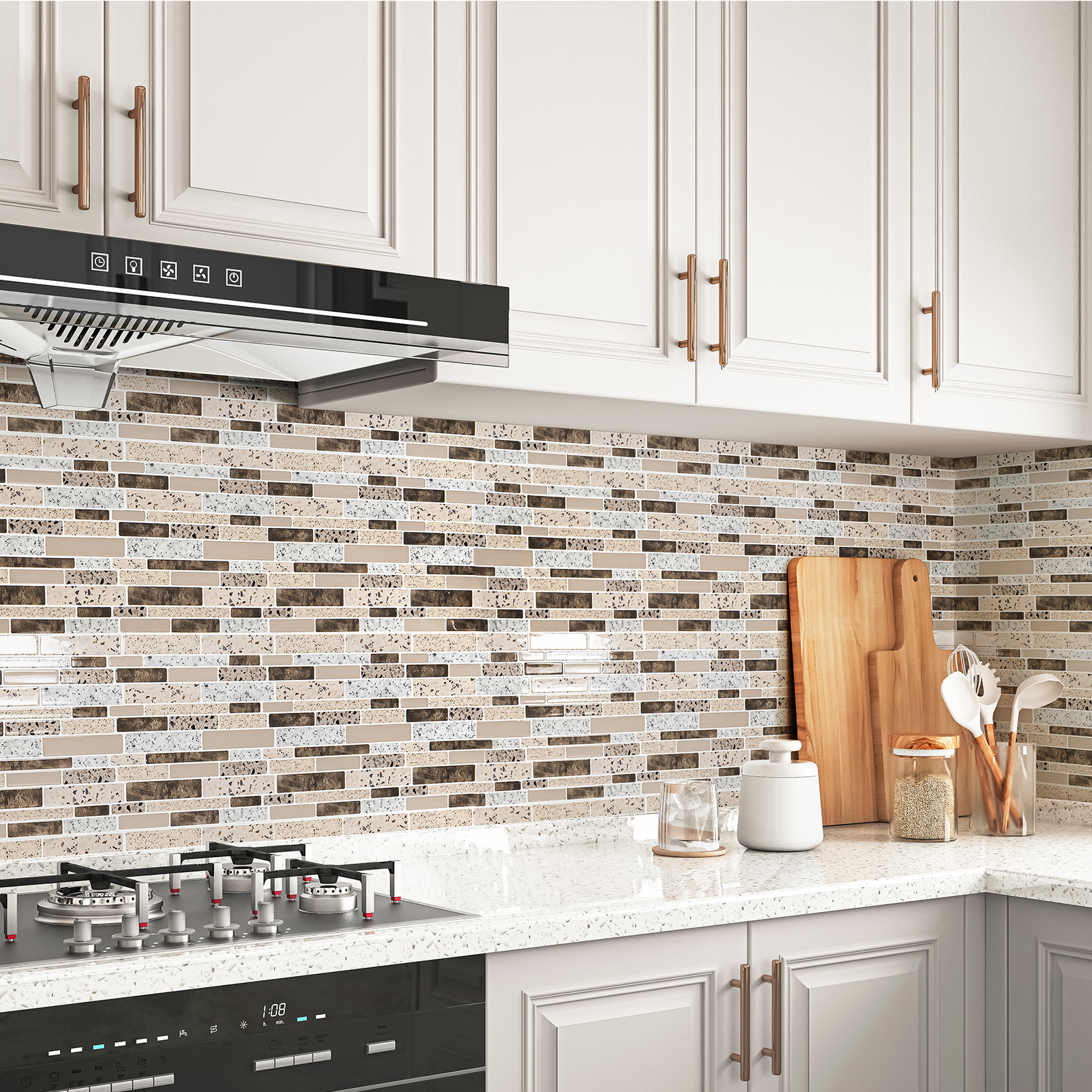 Peel & Stick Mosaic 11.2 x 12in 10 Pcs Backsplash Tiles 9.5 Sq.Ft