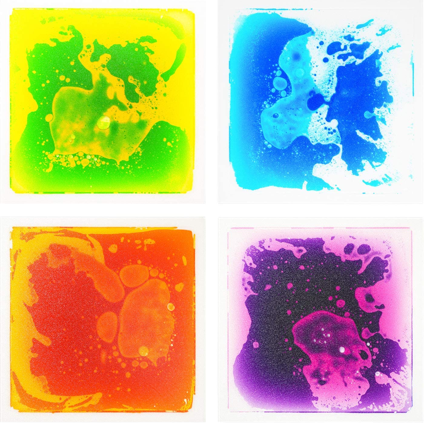 A11410 - Multi-Color Exercise Mat Liquid Encased Fancy Playmat Kids Play Floor Tile, Set of 4