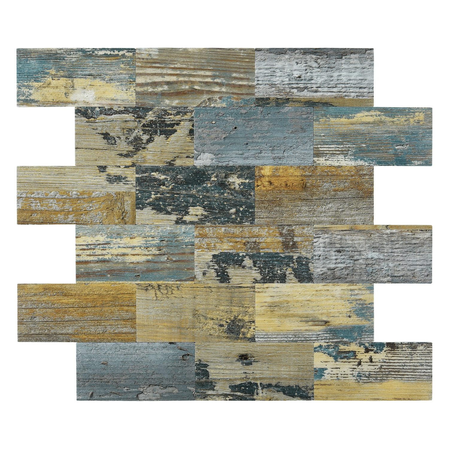 A16513 -   Peel and Stick Distressed Rustic Wood Panel, 13.5x11.4inches Each Tile - 5 Sheets