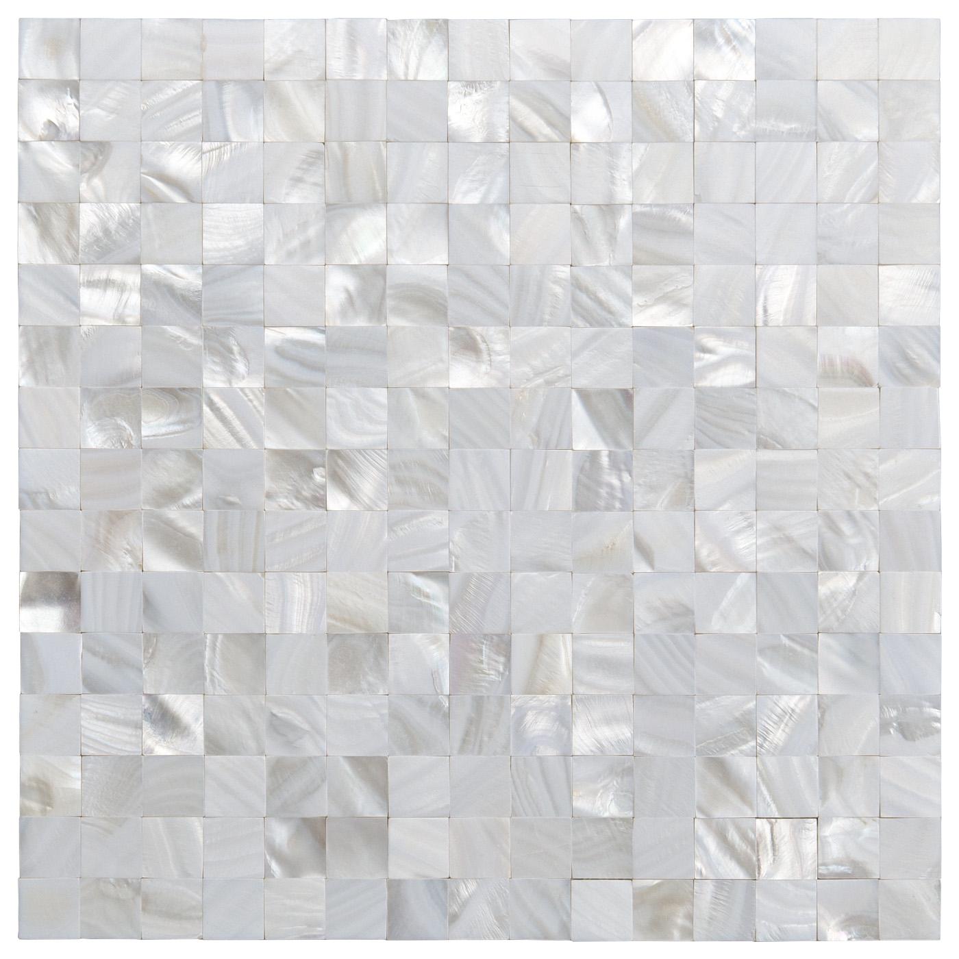 A18011 - Mother of Pearl Shell White Square Seamless Mosaic Tile, 12