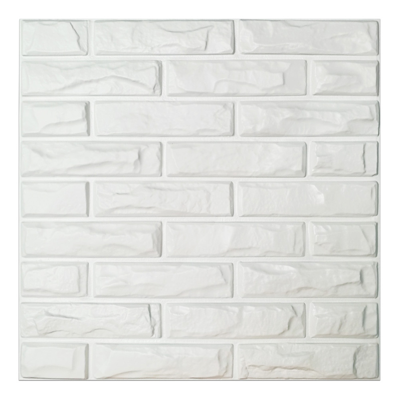 A10039 - PVC 3D Wall Panels White Brick Wall Tiles, 19.7