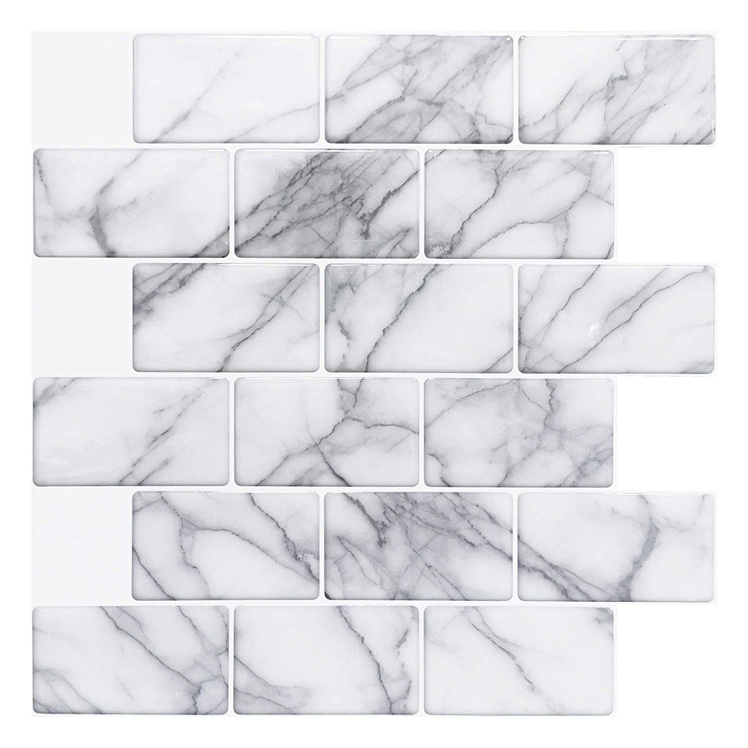 Art3d 10-Sheet Peel and Stick Backsplash Tile for Kitchen Grey Marble