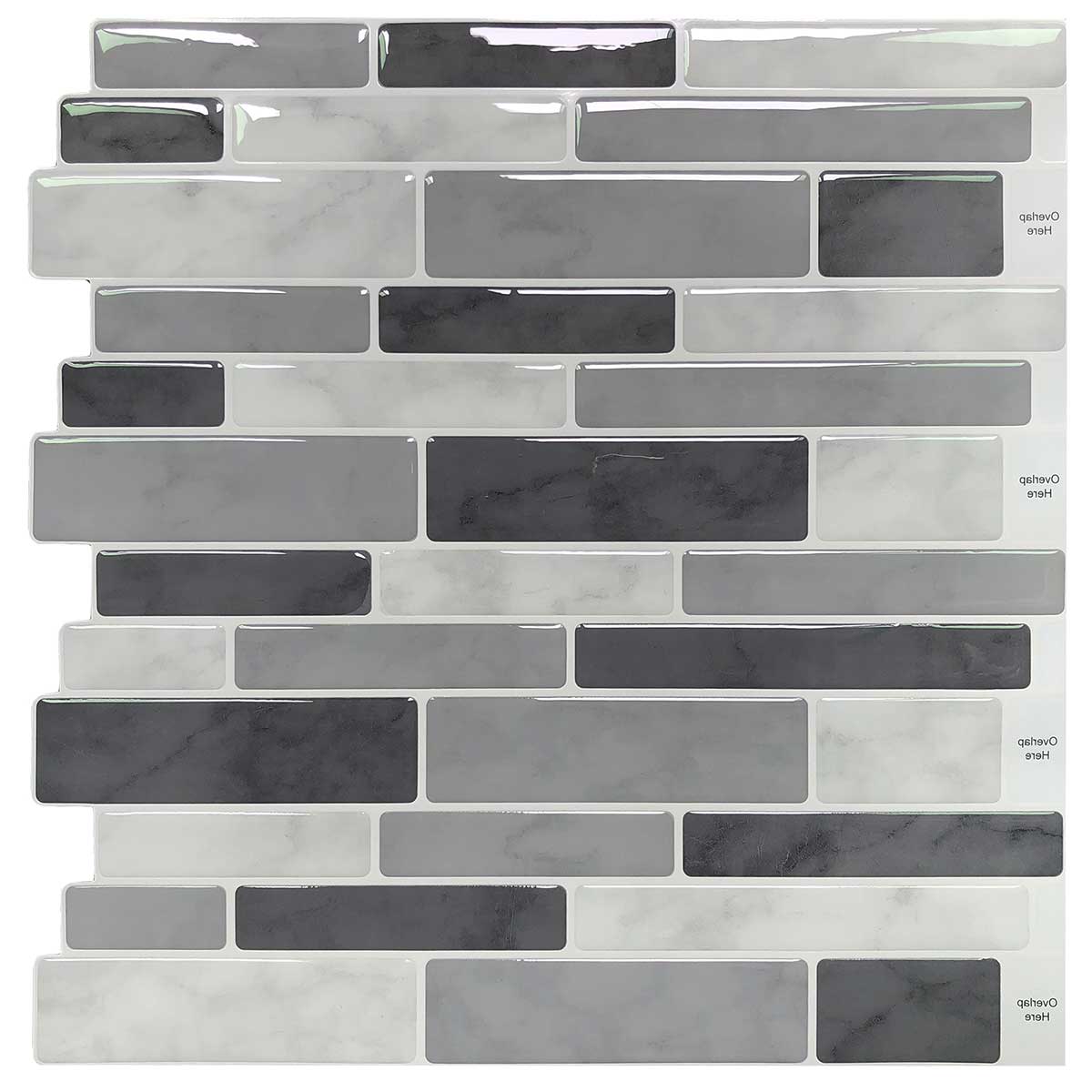 10 Sheets Peel and Stick Tile Backsplash for Kitchen Backsplash Gray Decorative Tile