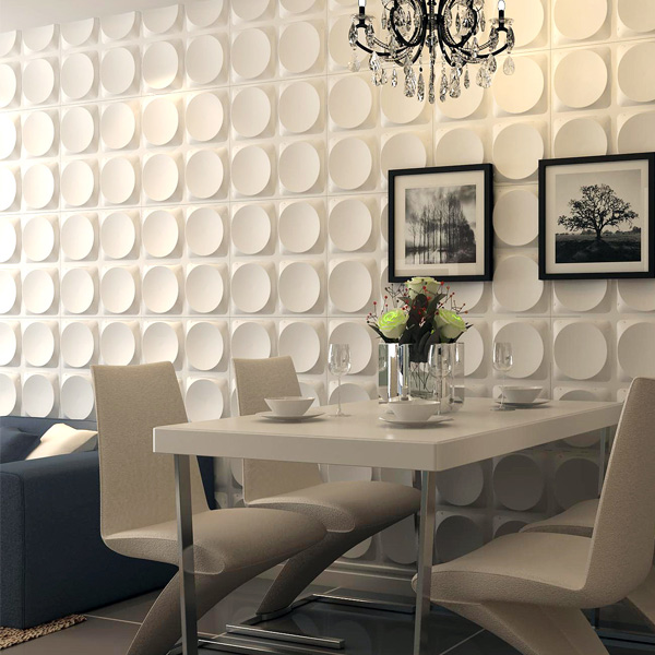 Modern 3D White Wall Panels, Moon Surface Design, 12 Tiles 32 SF