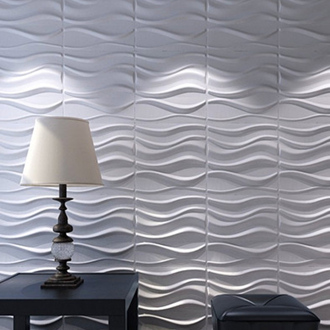 A21031 - Decorative 3D Wavy Wall Panels, 19.7"x19.7" White, 12 Tiles 32 SF
