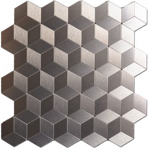 A16062 - Peel & Stick Metal Backsplash for Kitchen, Cubic Copper, Set of 10